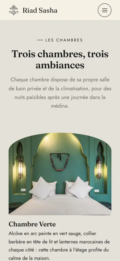Les chambres de riadsasha.com sur téléphone